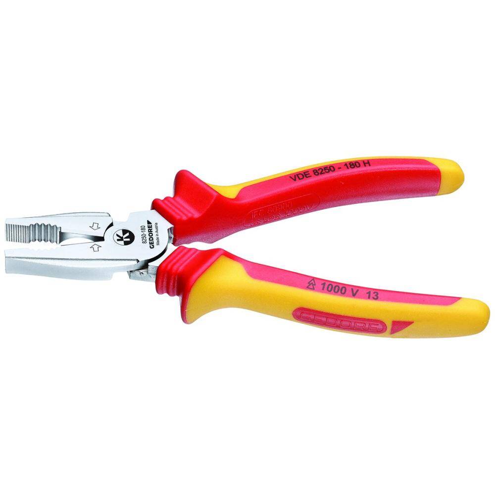 Gedore 1550950 (Series VDE 8250-180 H) VDE Heavy duty combination pliers with VDE insulating sleeves 180 mm