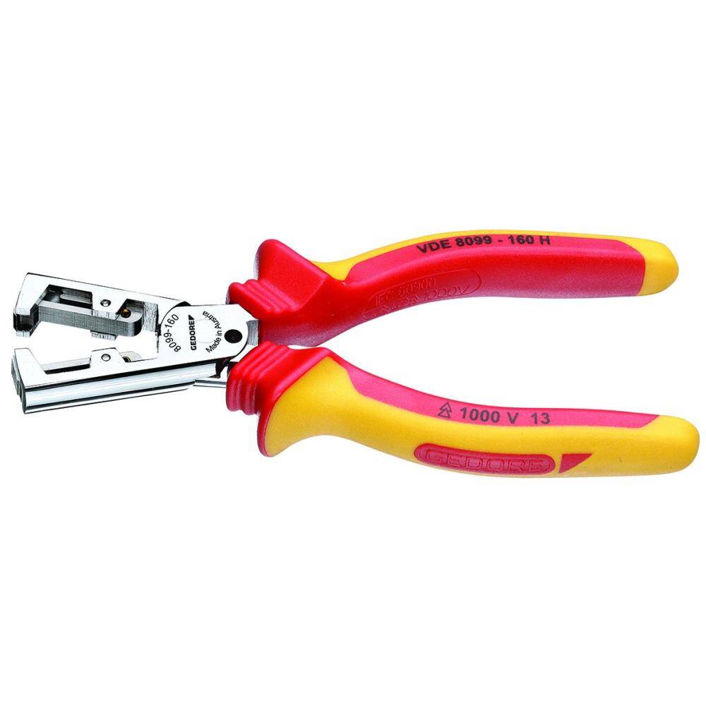 Gedore 1552082 (Series VDE 8099-160 H) VDE Stripping pliers STRIP-FIX with VDE insulating sleeves 160 mm
