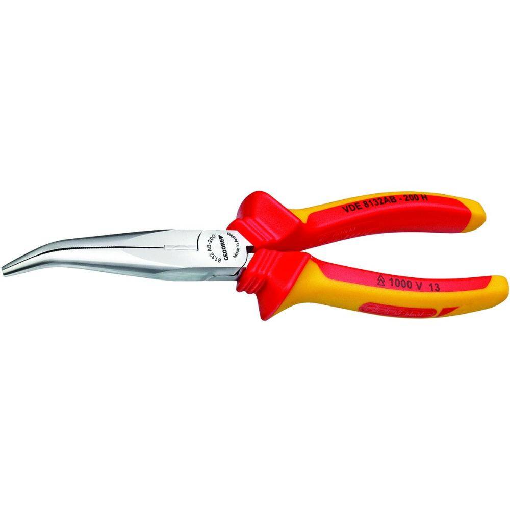 Gedore 1552147 (Series VDE 8132 AB-200 H) VDE Bent nose telephone pliers with VDE insulating sleeves 200 mm