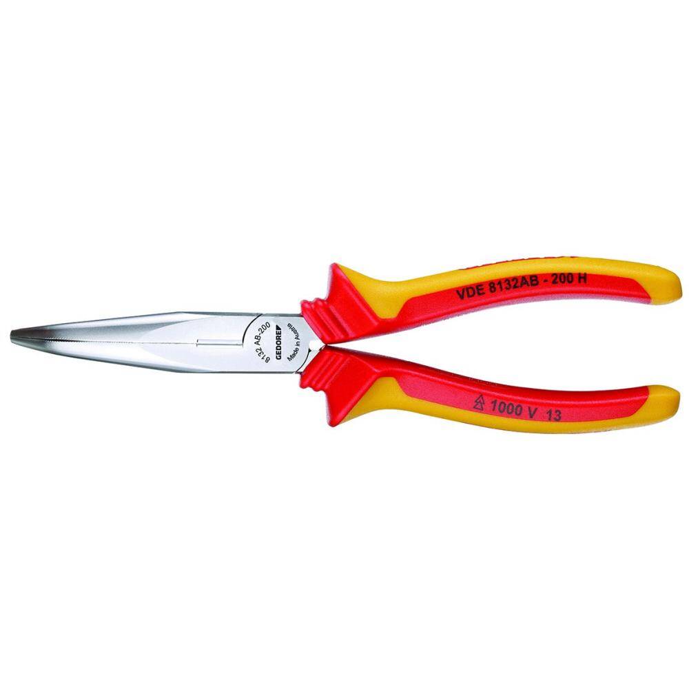 Gedore 1552147 (Series VDE 8132 AB-200 H) VDE Bent nose telephone pliers with VDE insulating sleeves 200 mm