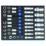 Gedore 2016516 (Series 2005 CT2-D 19L) Socket set 1/2" in 2/4 CT tool module, 40 pcs