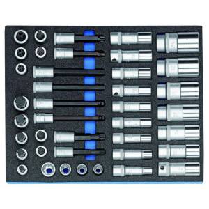 Gedore 2016516 (Series 2005 CT2-D 19L) Socket set 1/2" in 2/4 CT tool module, 40 pcs