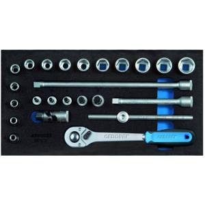 Gedore 2308975 (Series 1500 CT1-30) Socket set 3/8" in 1/3 Check-Tool module