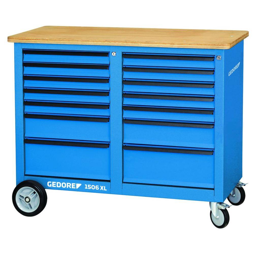 Gedore 2528088 (Series 1506 XL 2511) Mobile workbench, 1.25 m wide, with 14 drawers