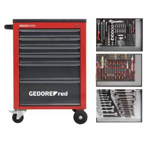 Gedore Red Mechanic Workshop Trolley with 129 piece toolset