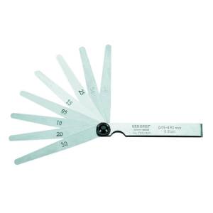 Gedore 6547600 (Series 702 88 M) Feeler gauge set, fan pattern 0.03-0.10 mm