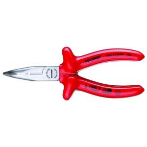 Gedore 6721810 (Series VDE 8132 AB-200) VDE Bent nose telephone pliers with VDE dipped insulation 200 mm